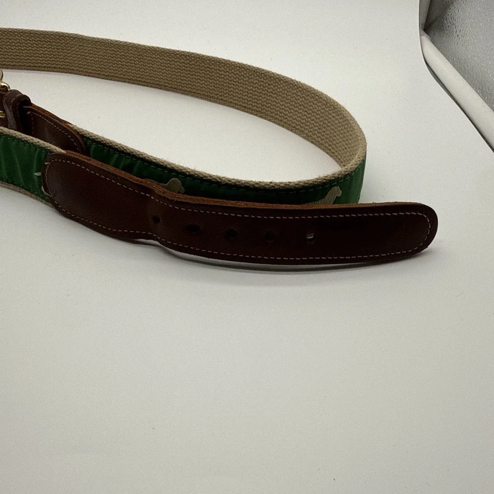 Preston Leather Products Canvas Belt Green Retriever Dog Labrador Size 42 USA